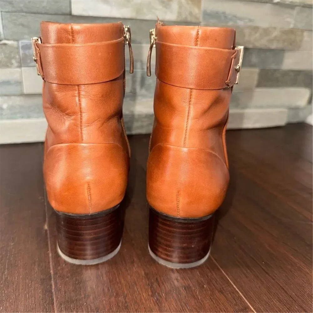 Essex Lane Women's 8.5 Caramel‎ Cognac Brown Block Heel Ankle Booties